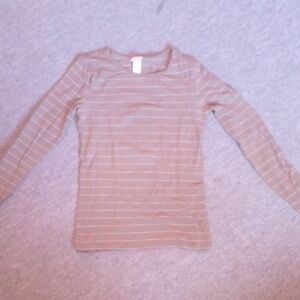 Striped Long Sleeve Tee in Light Beige - H&M Basics Line